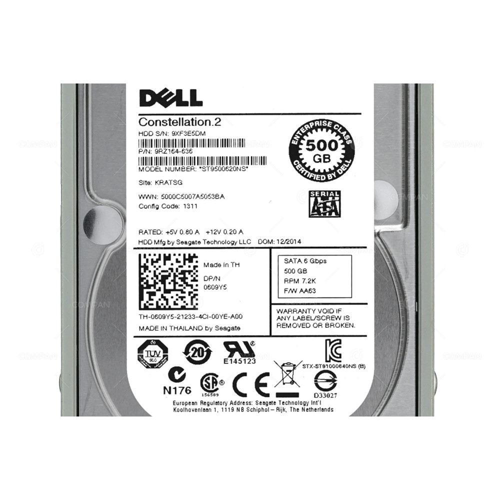 609Y5 DELL HDD 500GB 7.2K SATA 6G 2.5" SFF